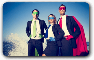 Superhero Business People at Stormy Ocean