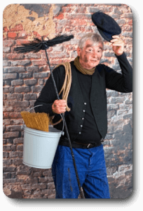 image of a chimney sweep tipping his hat to say hello